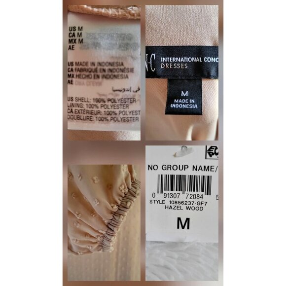 INC Hazel Wood Textured Long-Sleeve Shift V-Neck Dress Tie Back Detail - M - Picture 11 of 11